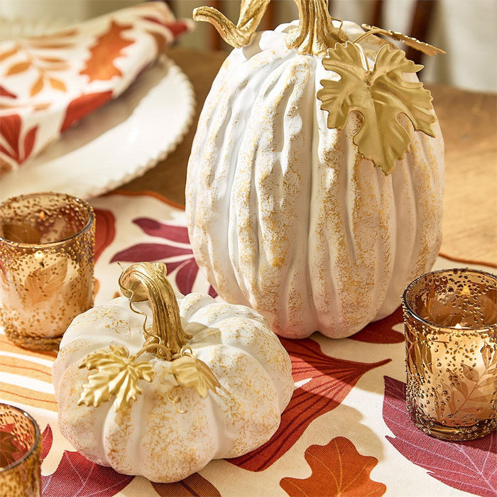 Pumpkin with Golden Leaf Accent