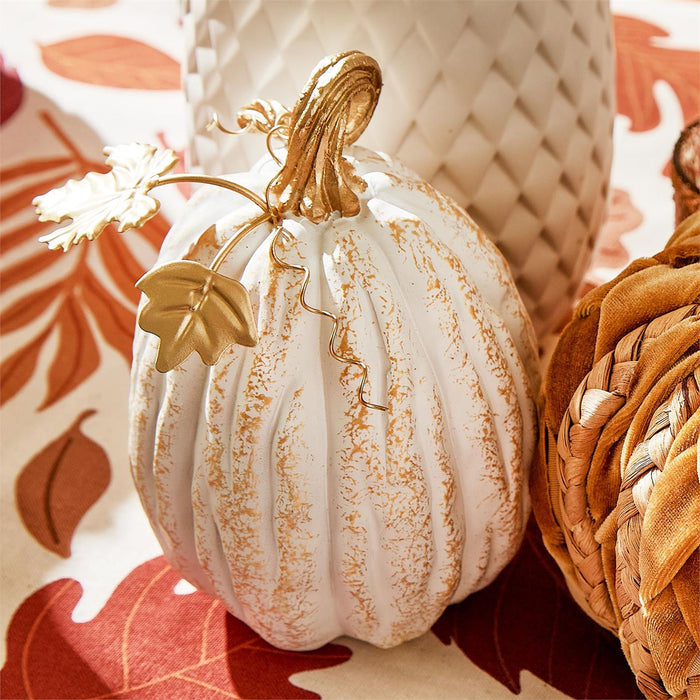 Pumpkin with Golden Leaf Accent