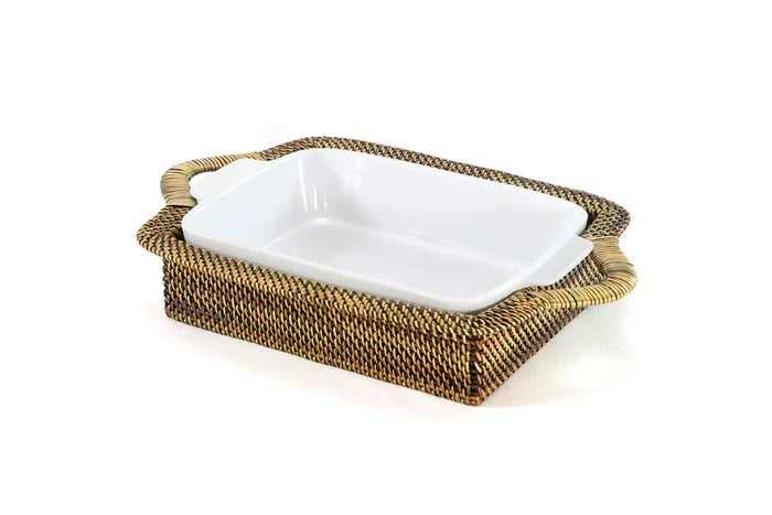 Rectangular Casserole Basket with Stoneware Roaster