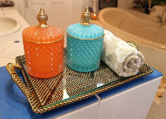 Rectangular Serving Tray with Glass