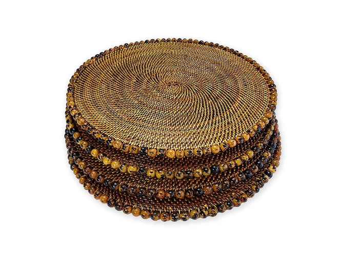 Round Placemat with Tortoise Beads | Set of 4