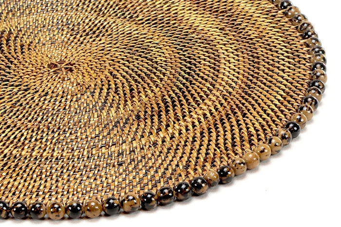 Round Placemat with Tortoise Beads | Set of 4