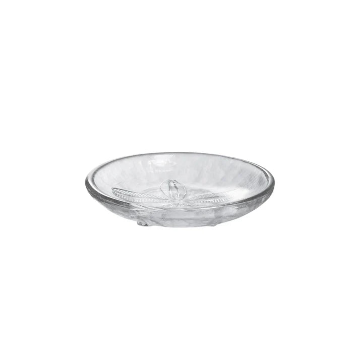 Clear glass bowl on a white background