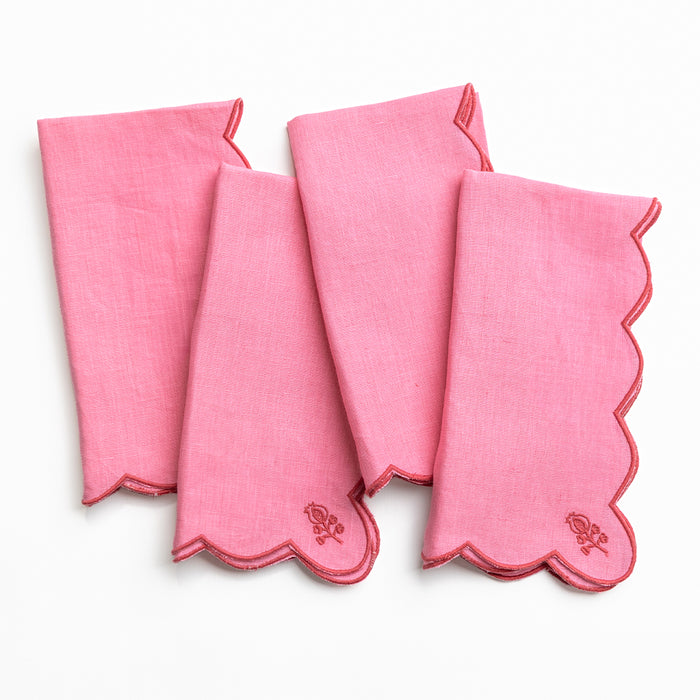 Scalloped Buti Wild Rose Napkins | Set of 4