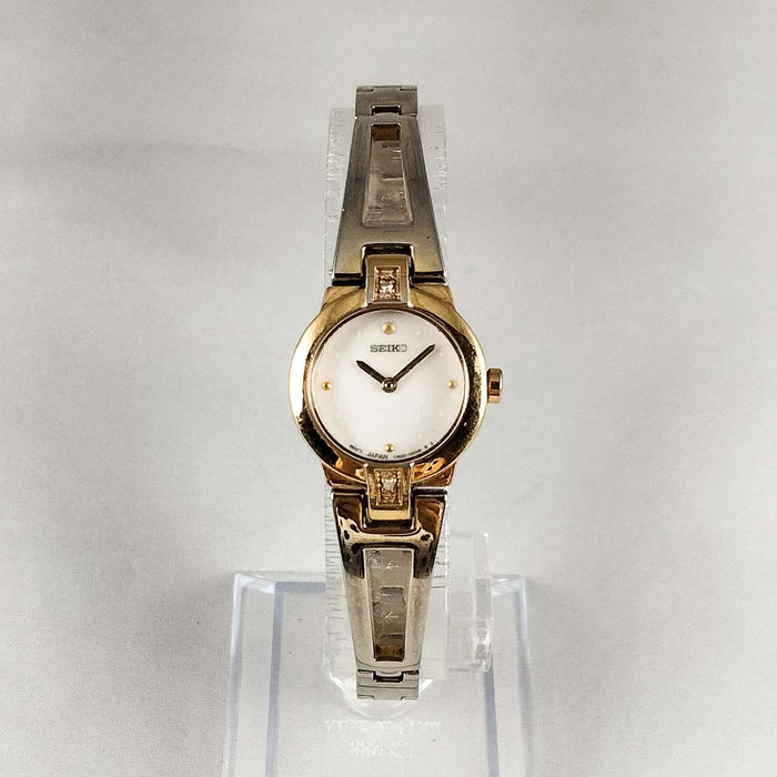 I Like Mikes Mid Century Modern Watches Seiko Petite Watch, Mother of Pearl Dial, Bracelet Strap