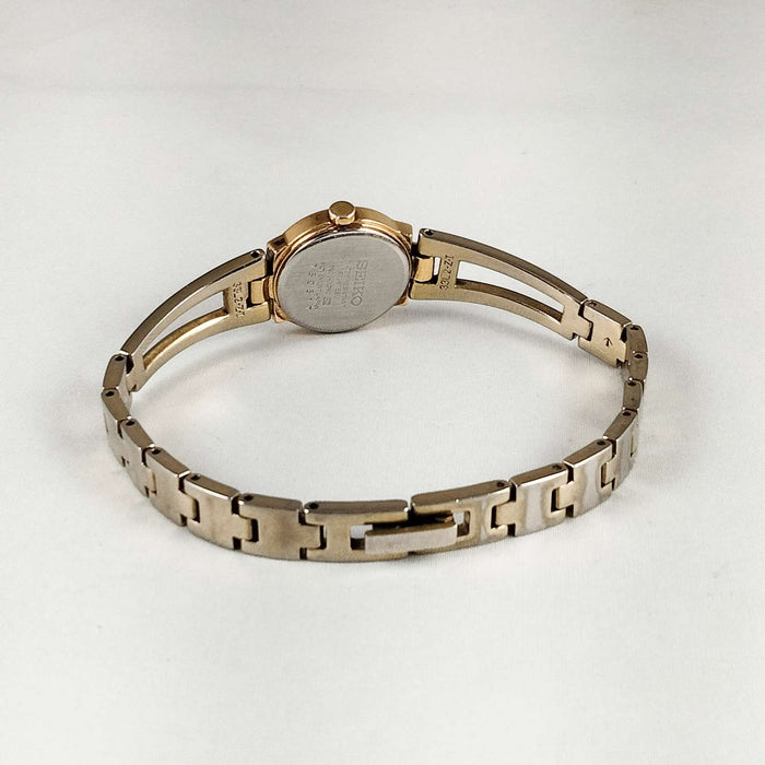 I Like Mikes Mid Century Modern Watches Seiko Petite Watch, Mother of Pearl Dial, Bracelet Strap