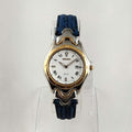 I Like Mikes Mid Century Modern Watches Seiko Unisex Watch, White Dial, Blue and Black Leather Strap