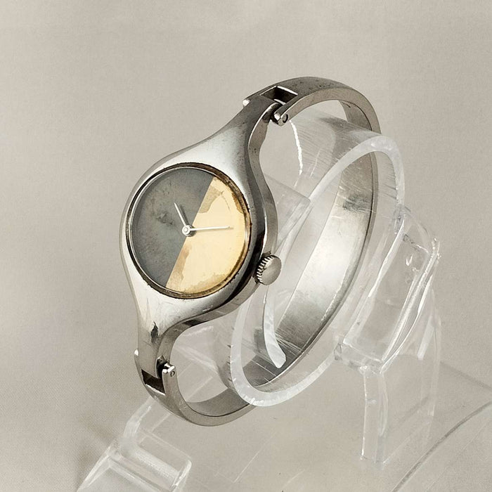I Like Mikes Mid Century Modern Watches Seiko Watch, Two Tone Dial, Thin Metal Strap