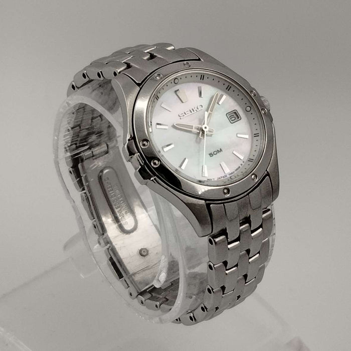 I Like Mikes Mid Century Modern Watches Seiko Women's Watch, Mother of Pearl Dial, Stainless Steel Bracelet Strap