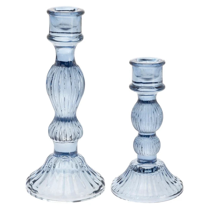 Set of 2 Glass Candle Sticks