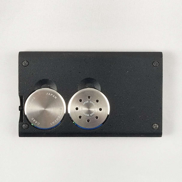 I Like Mikes Mid Century Modern Clock Skagen Desk Clock Business Card Holder with Temperature Dial