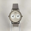 I Like Mikes Mid Century Modern Watches Skagen Men's Watch, Dual Time, Off-White Dial with Vertical Stripes