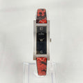 I Like Mikes Mid Century Modern Watches Skagen Petite Watch, Elongated Dial, Red and Black Genuine Calfskin Strap