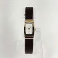 I Like Mikes Mid Century Modern Watches Skagen Petite Watch, Jewel and Gold Tone Details, Brown Genuine Leather Strap