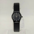 I Like Mikes Mid Century Modern Watches Skagen Women's Ceramic and Stainless Steel Watch, Black Dial with Jewel Hour Markers, Black Genuine Leather Strap