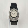 I Like Mikes Mid Century Modern Watches Skagen Women's Watch, Unique Jeweled Face Design, Dark Gray Leather Strap