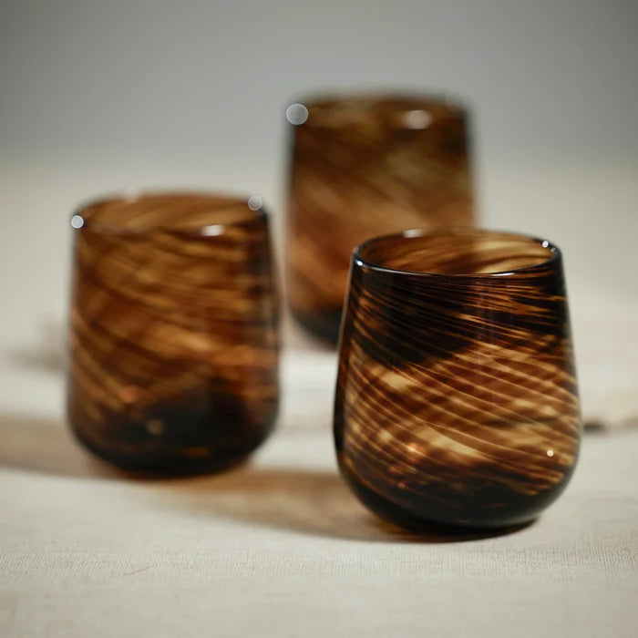Stemless Tortoiseshell Spiral All Purpose Glass