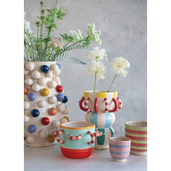 Striped 3D Stoneware Planter
