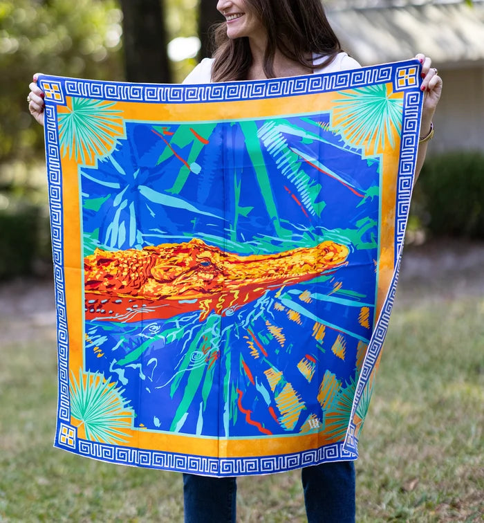 Swamp Ocmulgee Alligator Silk Scarf