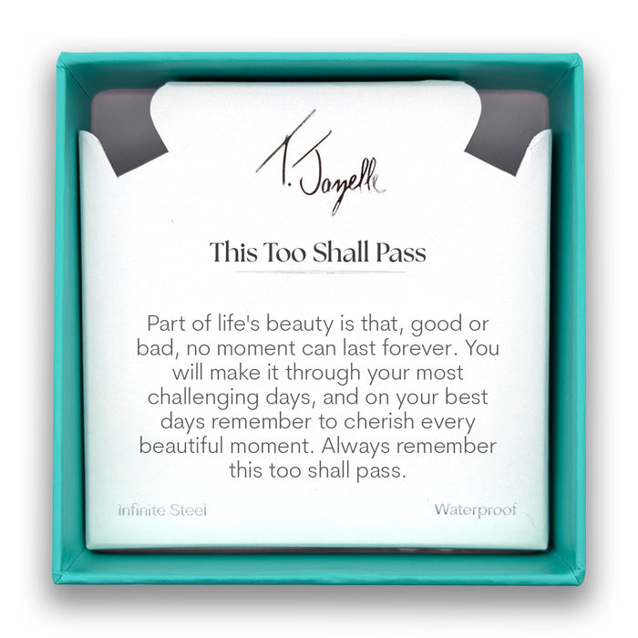 This Too Shall Pass Charm with Silver Dipped Sky Blue Agate Gemstone Bracelet