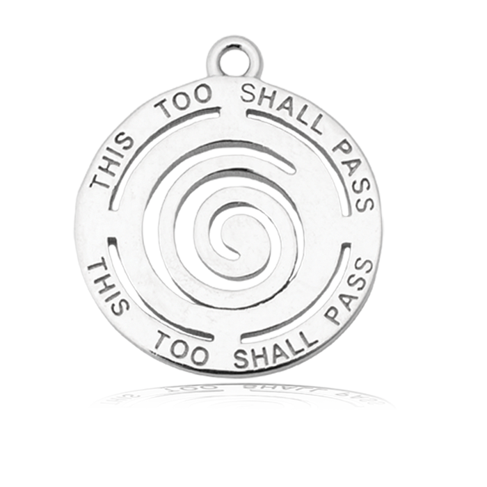 This Too Shall Pass Charm with Silver Dipped Sky Blue Agate Gemstone Bracelet