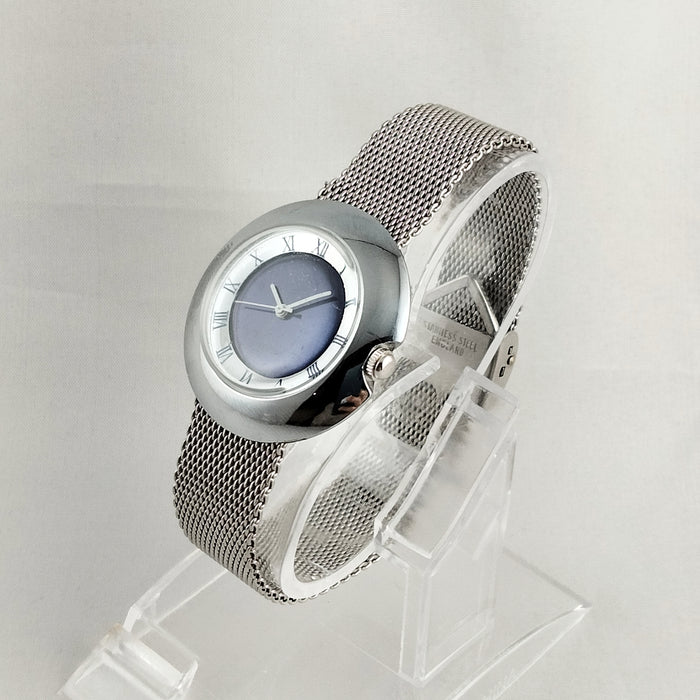 I Like Mikes Mid Century Modern Watches Timex Electric Women's Oversized Watch, Navy Dial, Mesh Strap