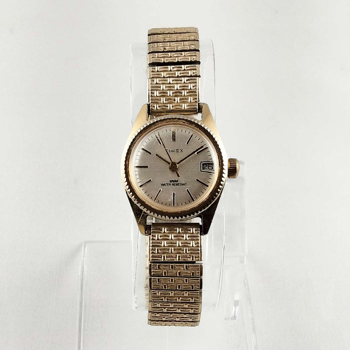 I Like Mikes Mid Century Modern Watches Timex Unisex Gold Tone Watch, Textured Stretch Strap