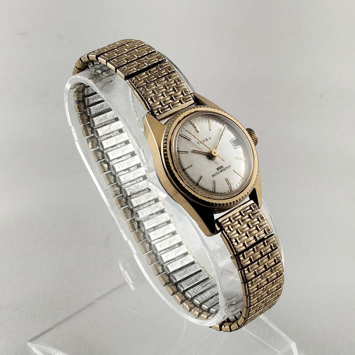 I Like Mikes Mid Century Modern Watches Timex Unisex Gold Tone Watch, Textured Stretch Strap
