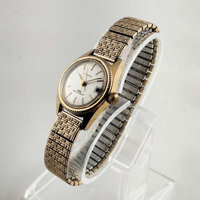 I Like Mikes Mid Century Modern Watches Timex Unisex Gold Tone Watch, Textured Stretch Strap