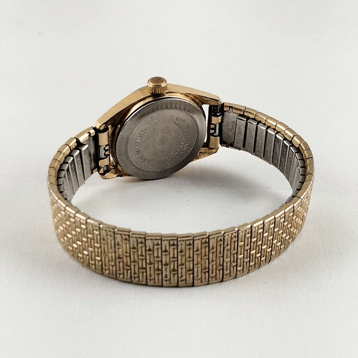 I Like Mikes Mid Century Modern Watches Timex Unisex Gold Tone Watch, Textured Stretch Strap