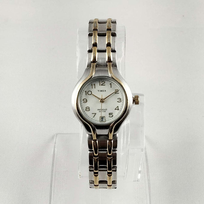 I Like Mikes Mid Century Modern Watches Timex Unisex Indiglo Silver Tone Watch, Bracelet Strap