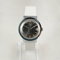 I Like Mikes Mid Century Modern Watches Timex Unisex Watch, Large Dark Metal Dial, White Leather Strap