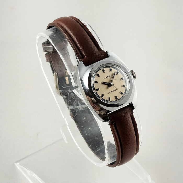 I Like Mikes Mid Century Modern Watches Timex Unisex Watch, Navy Dial Details, Brown Leather Strap