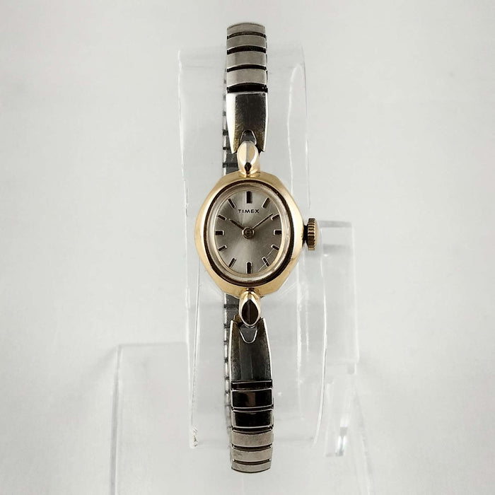 I Like Mikes Mid Century Modern Watches Timex Women's Petite Watch, Silver and Gold Tone, Stretch Strap