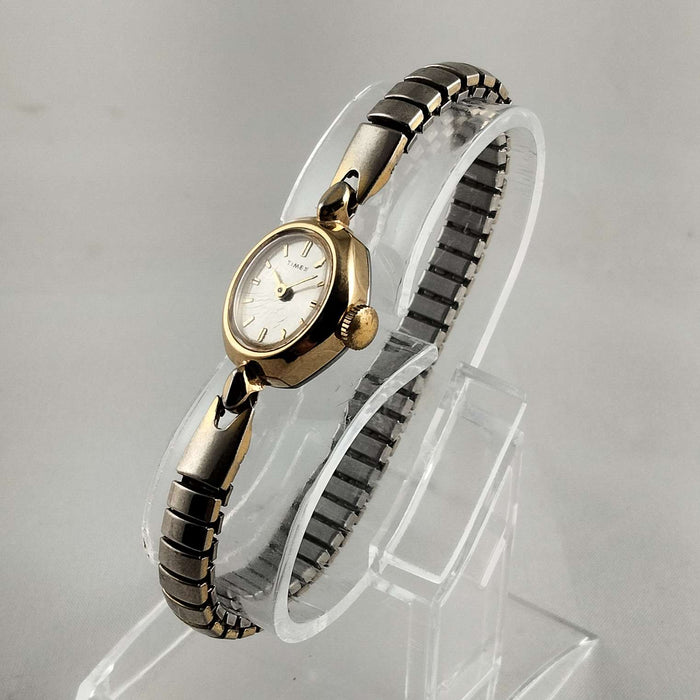 I Like Mikes Mid Century Modern Watches Timex Women's Petite Watch, Silver and Gold Tone, Stretch Strap