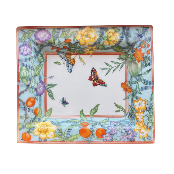 Turquoise Morning Glory Key Tray, 7.5"