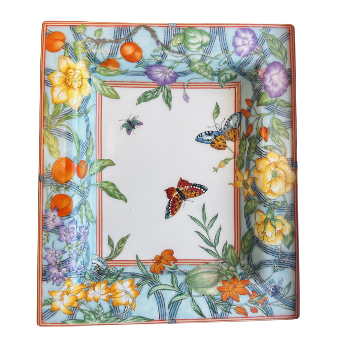 Turquoise Morning Glory Key Tray, 7.5"