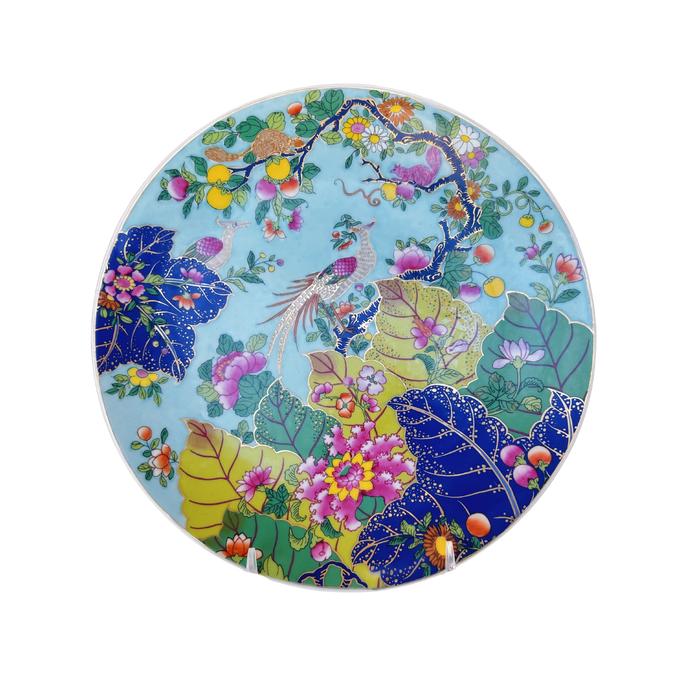 Turquoise Tobacco Leaf Charger, 10"