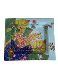 Decorative rectangular tray with Tobacco Leaf pattern on a turquoise background