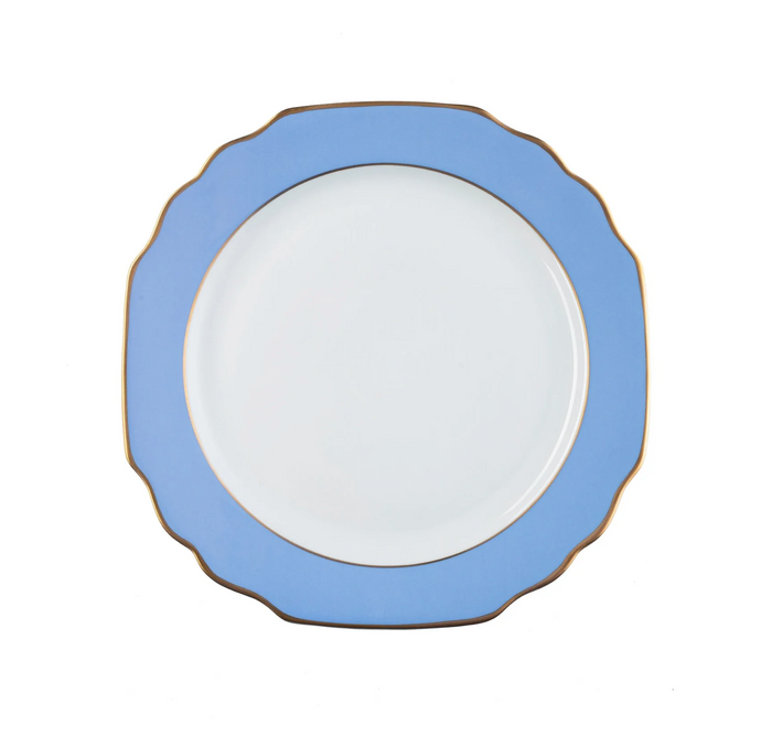 Ultra-White Georgian ColorSheen Light Blue - Gold Banding - Salad Plate