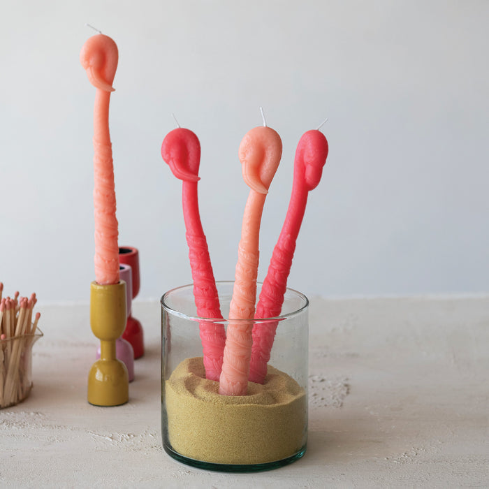 Unscented Fuchsia Flamingo Shaped Taper Candles | Set of 2