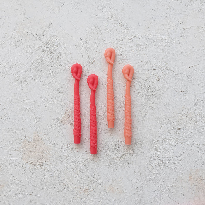 Unscented Fuchsia Flamingo Shaped Taper Candles | Set of 2