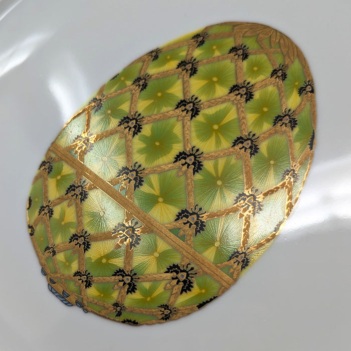 Veritable Porcelaine Email de Limoges Faberge Easter Egg 12" Charger Plates (6)