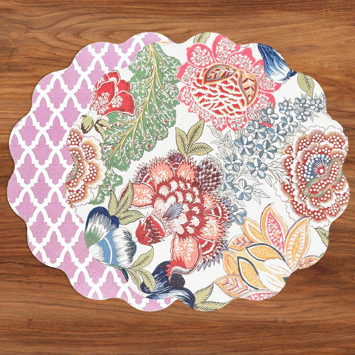 VIDA Eggplant and Pink Reversible Round Placemats | Set of 4