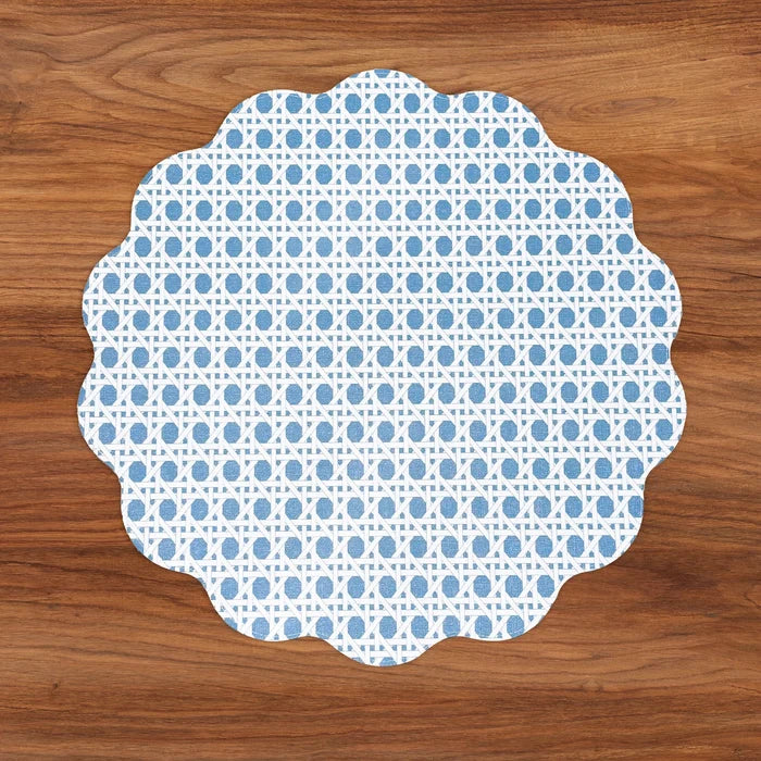 VIDA Sealife and Rattan Reversible Round Placemats - Set of 4