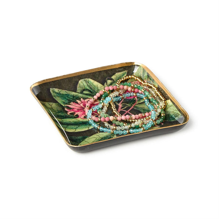 Vintage Floral Print Metal Tray