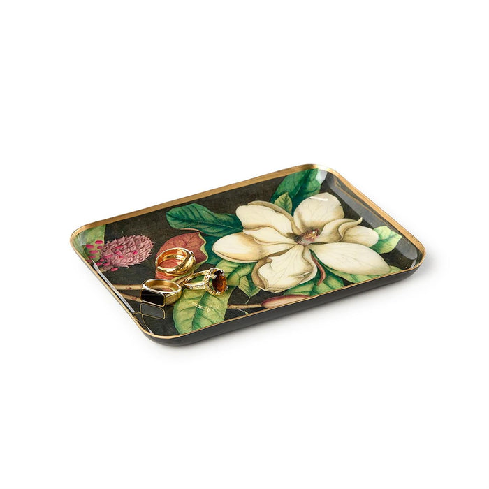 Vintage Floral Print Metal Tray
