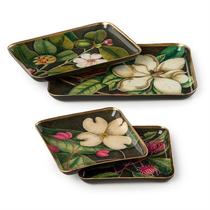Vintage Floral Print Metal Tray