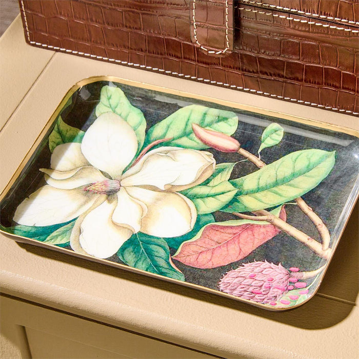 Vintage Floral Print Metal Tray