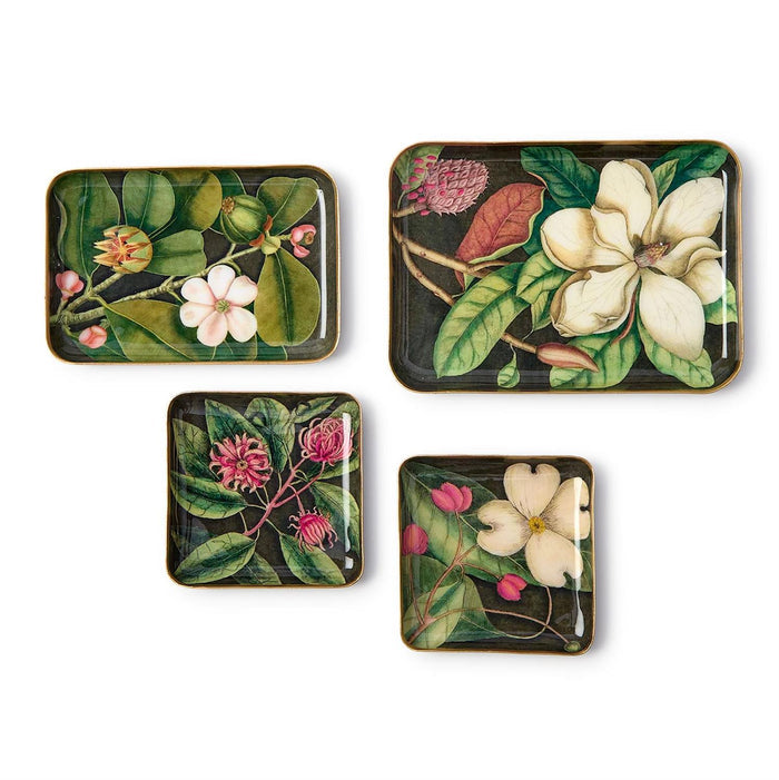 Vintage Floral Print Metal Tray